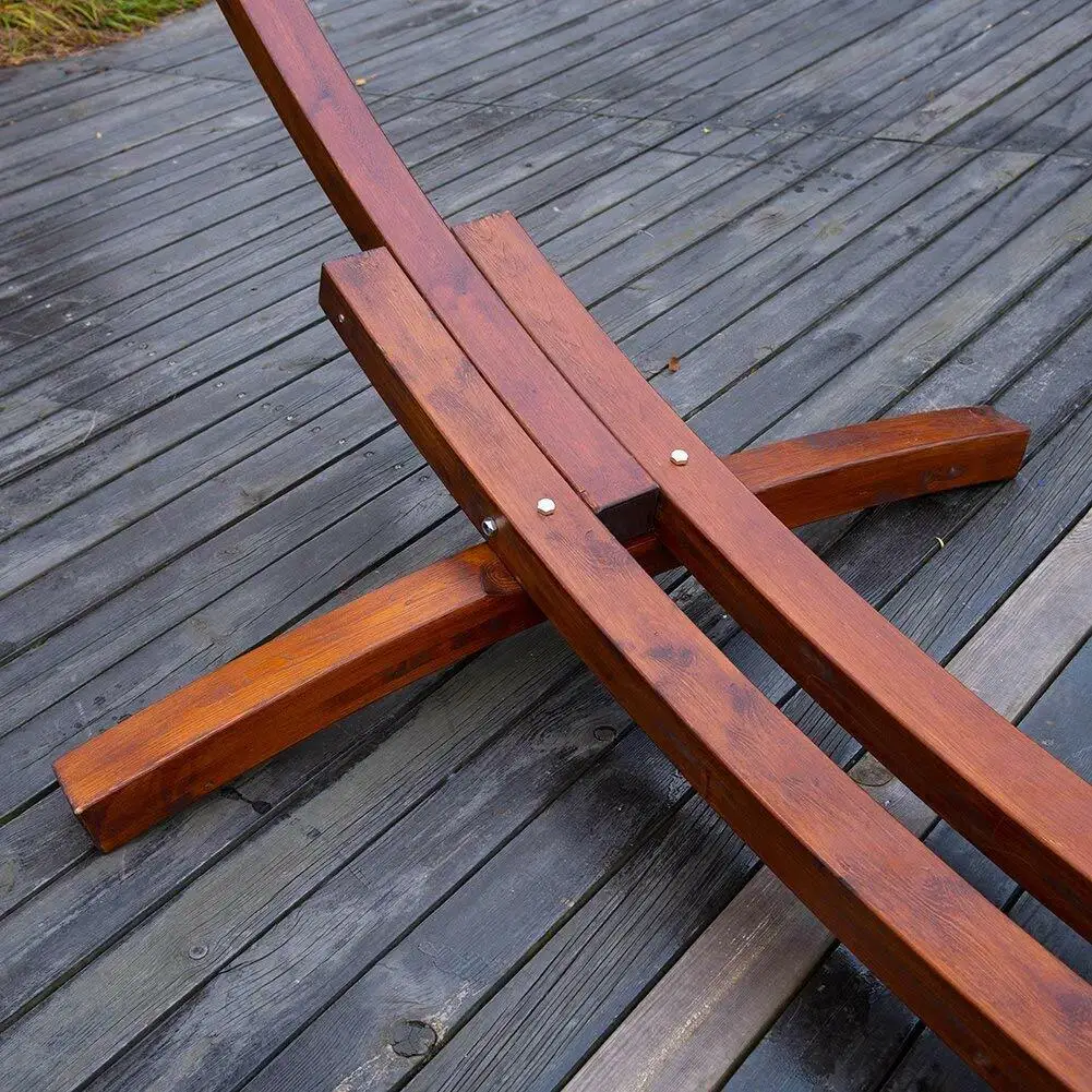 Danlong 14 Foot Durable Wooden Hardwood Arc Frame Hammock Stand with Hooks and Chains