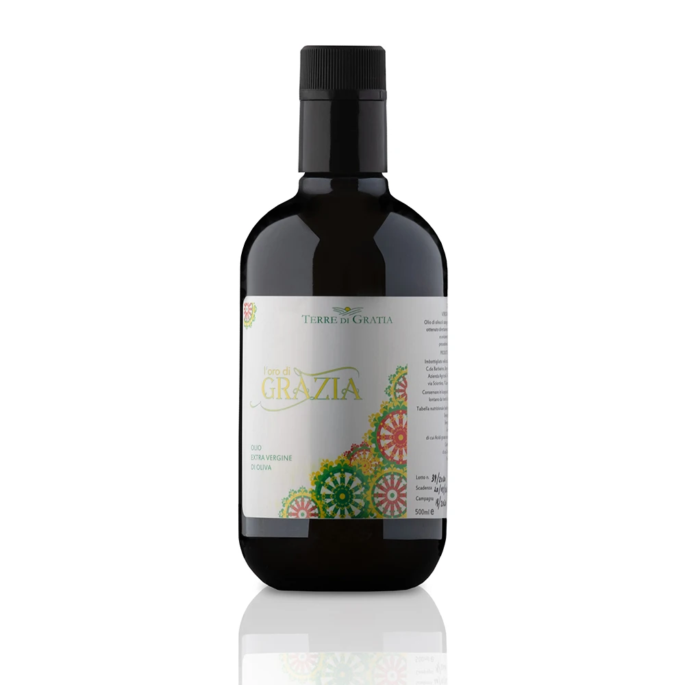 Итальянское Экстра натуральное оливковое масло, флакон Оро ди грации 500 мл, идеально подходит для приправ (1600327428195)
