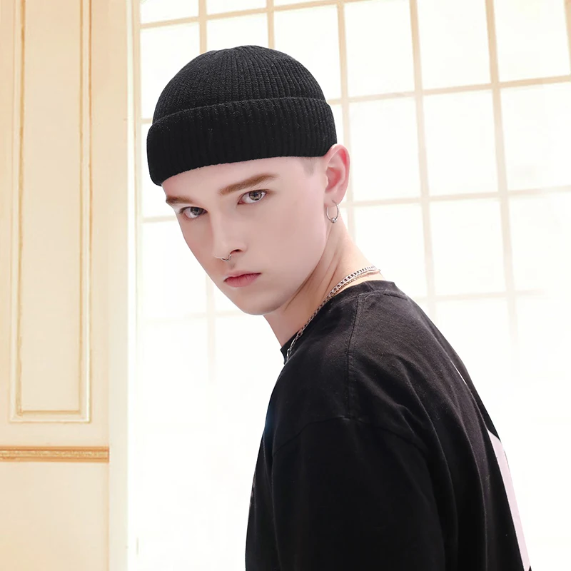 
Soft Ribbed Beanie Knit Ski Skull Hat Warm Solid Color Winter Cuff Blank Fisherman Beanie Winter Hats 