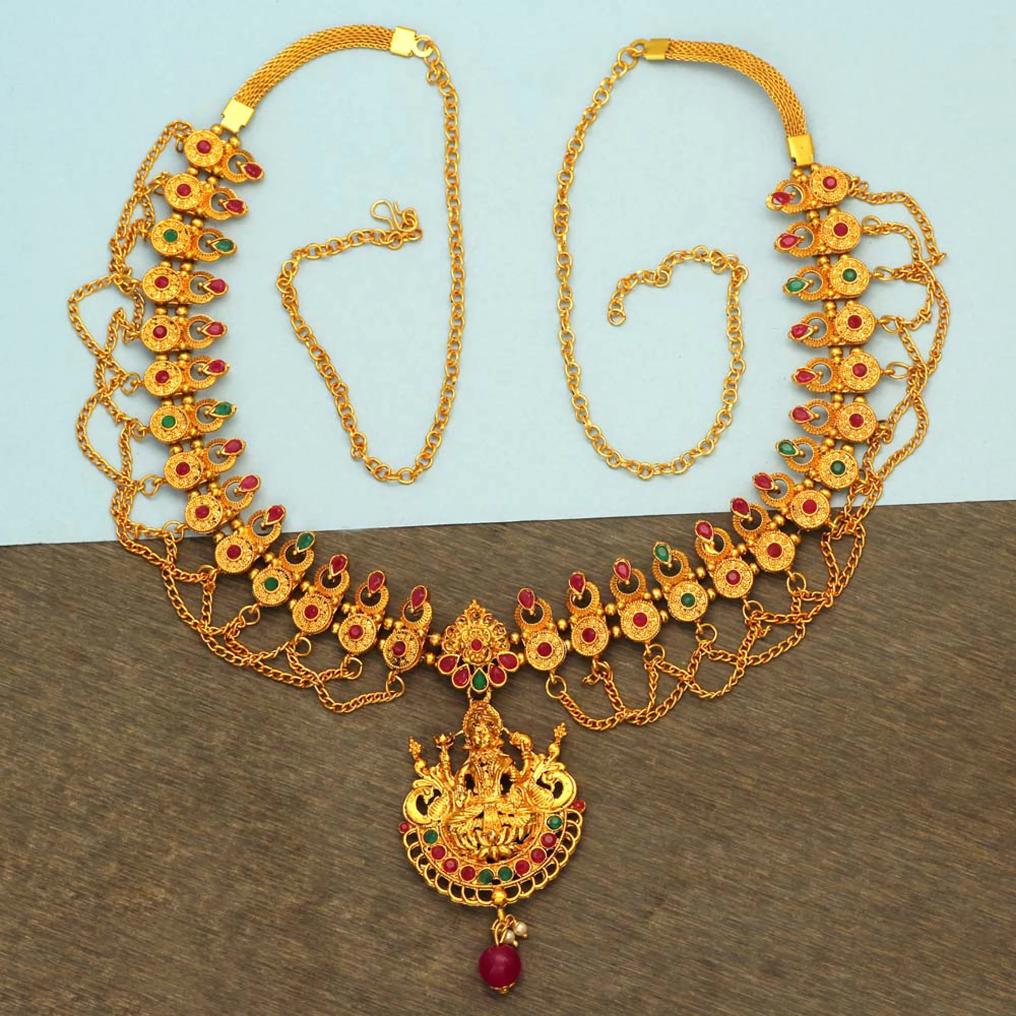 Indian Jewelry Beautiful Design  Maroon & Green Color Glass Stone Juda Pin, Hair Jewelry