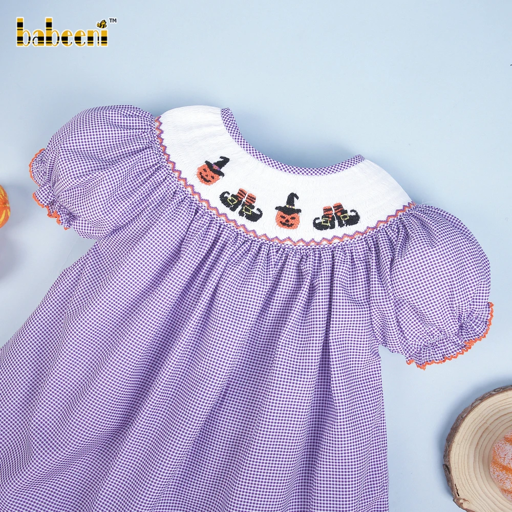 Halloween pattern smocked bishop dress OEM ODM smocked baby dress wholesale girls dresses - BB2859