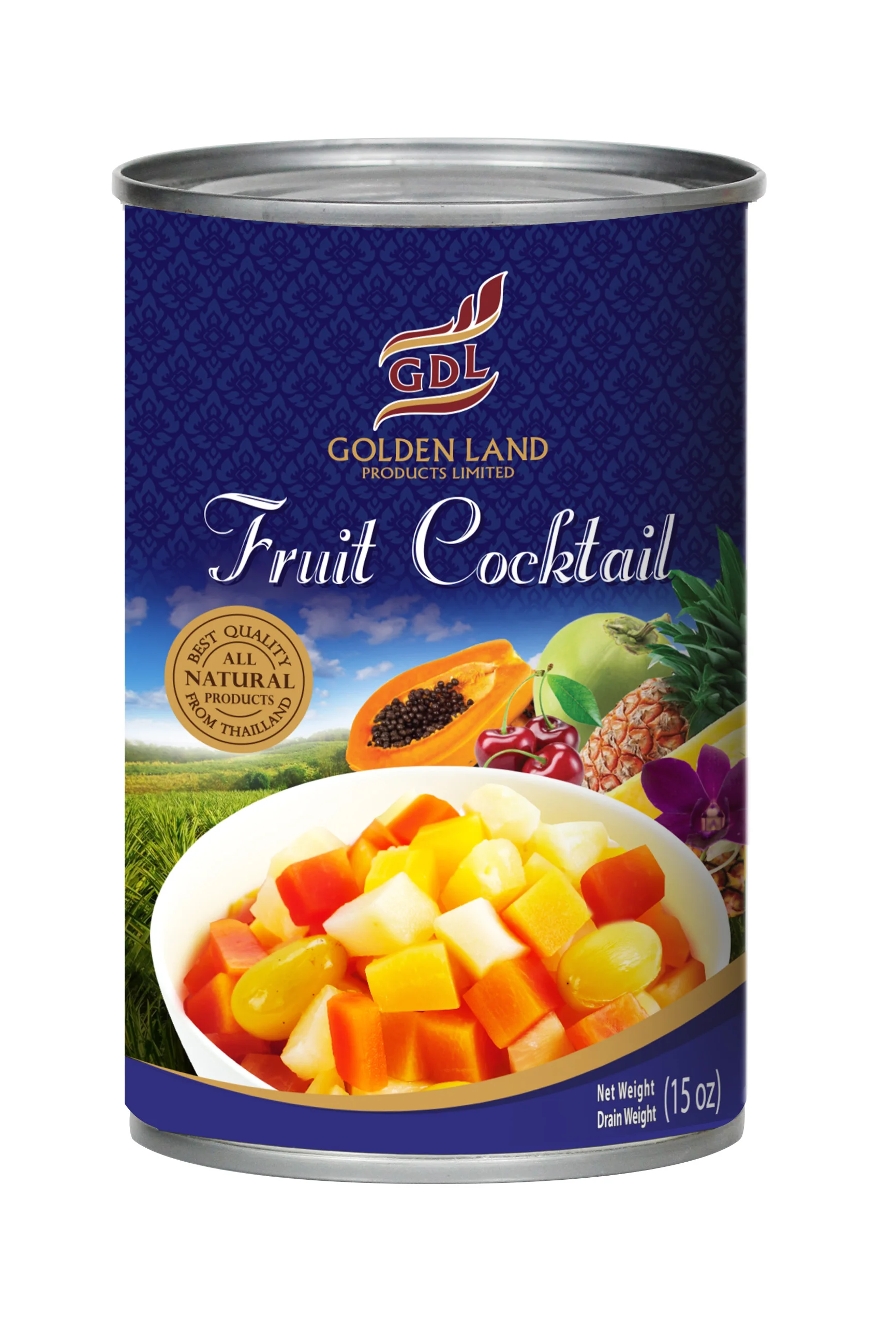 Canned Tropical Fruit Cocktail A10 In Light syrup From Thailand.