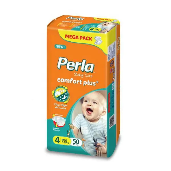 PERLA MEGA PACK MAXI UNISEX MADE in TURKEY DISPOSABLE BABY PANTS (No.4) - 50 PCS BABY DIAPERS