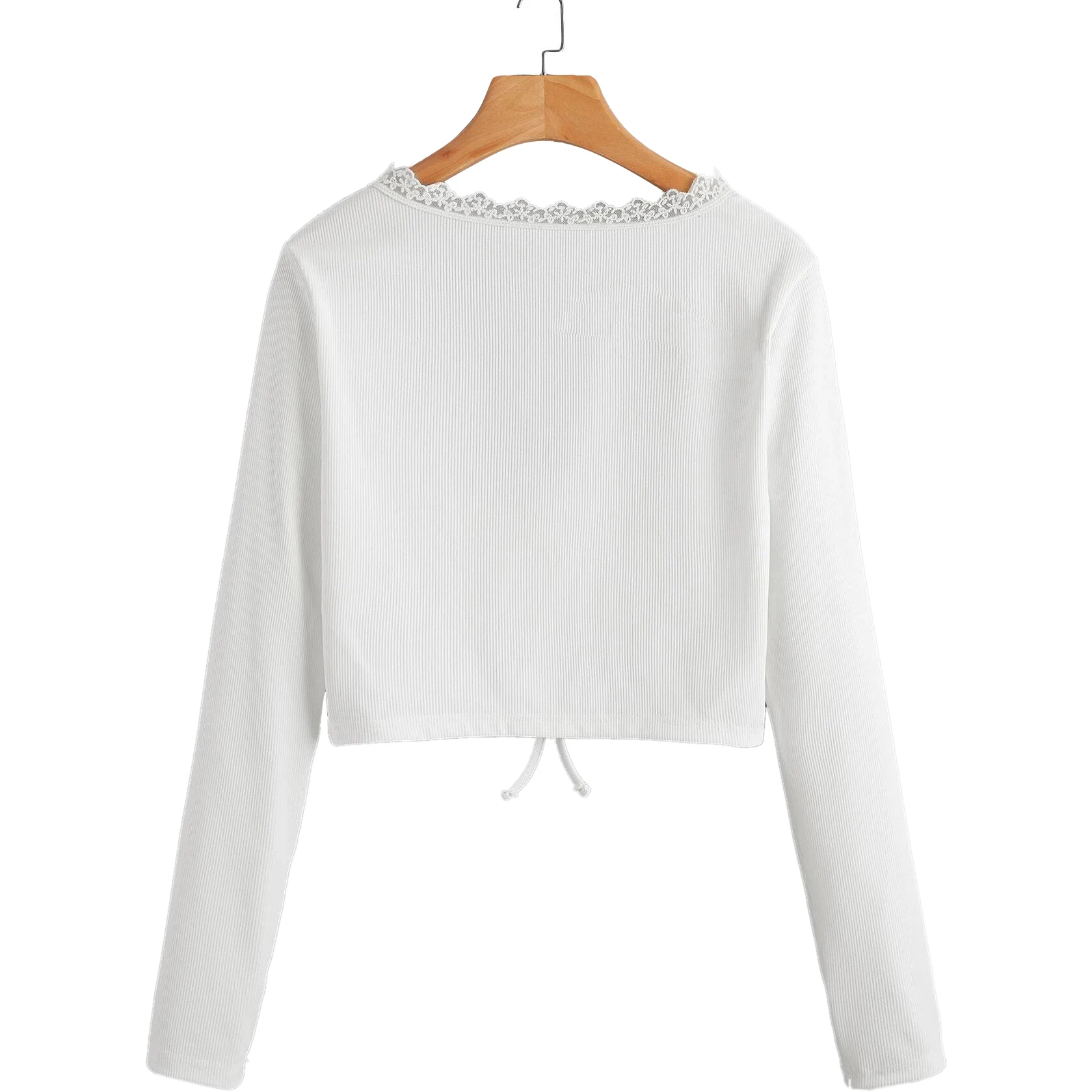 Wholesale White Color long Sleeve V Neck Custom Fitness Wears New Fashion Crop Tops For Women