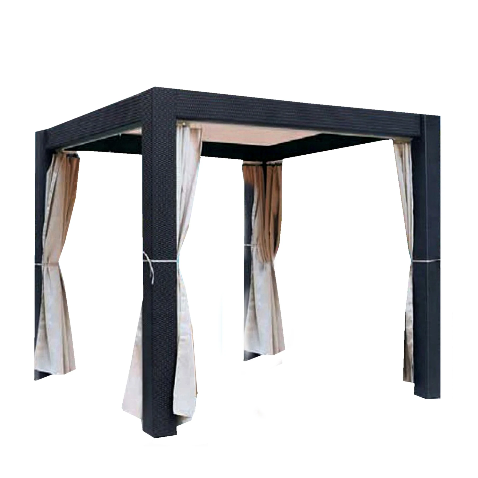 hot sale patio gazebo pavilion good quality aluminium  frame  rattan patio gazebo tents with sun shade canopy and curtains