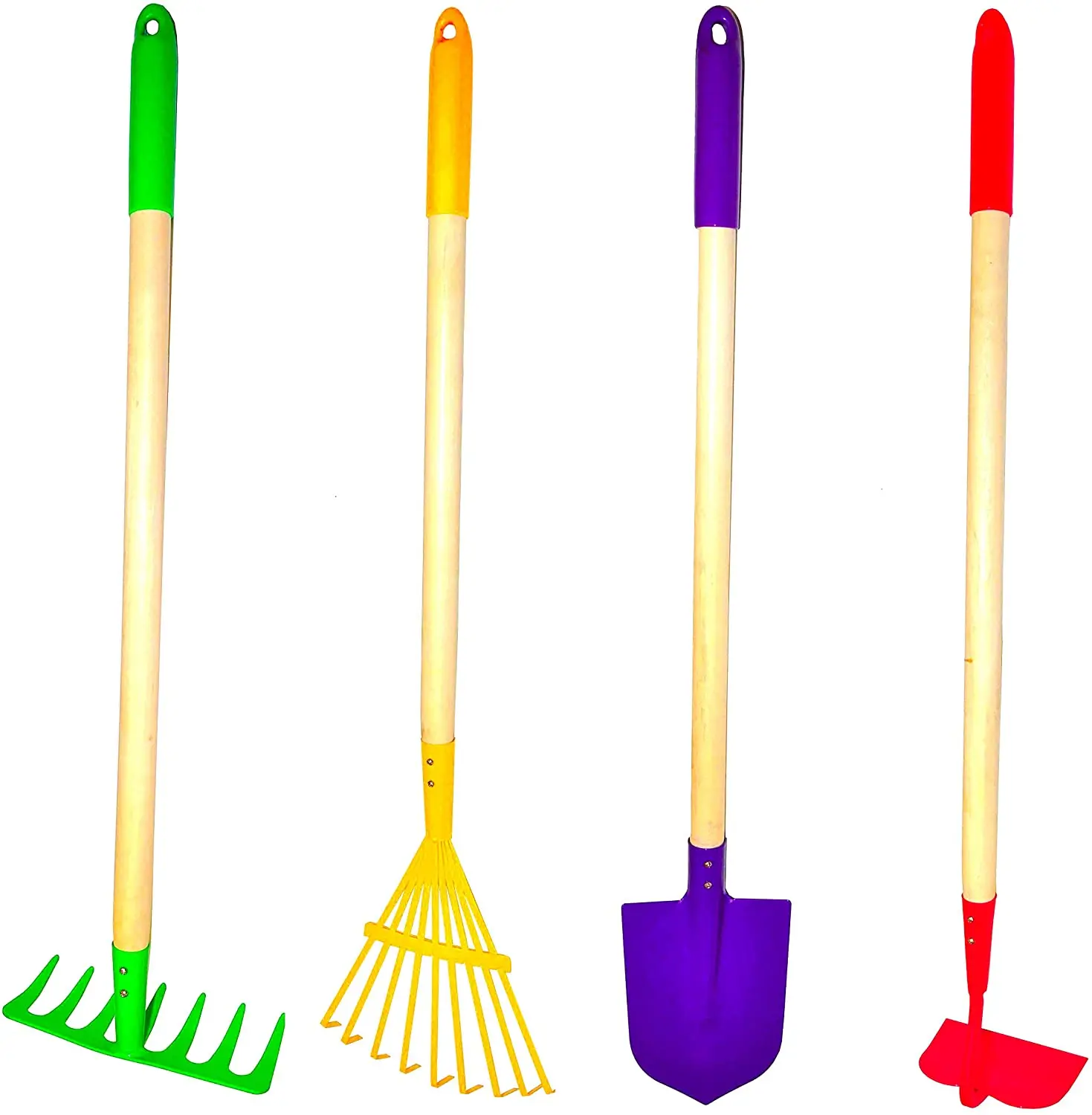 G & F Products JustForKids 10018 Kids Garden Tools Set, Toy, Rake, Spade, Hoe and Leaf Rake, reduced size, 4-Piece