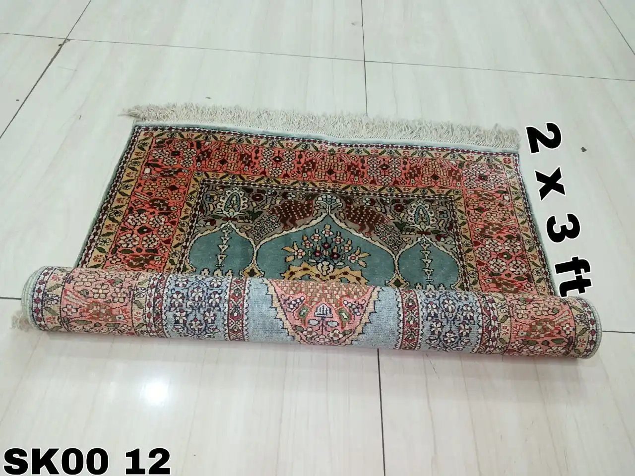 Indian boho hand knotted kashmir 100% silk carpet and rug rectangular designer home textile multi color style