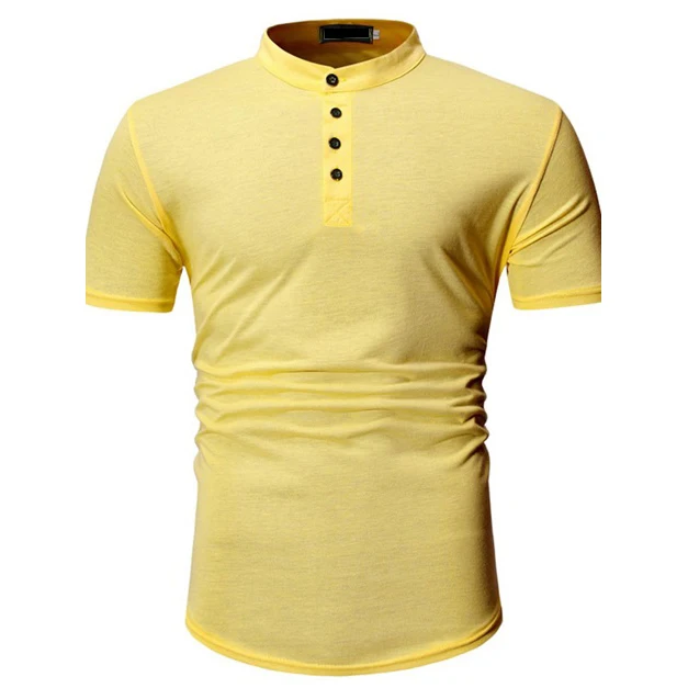Hot Sale New Fashionable Stand Collar With batten Take Design Short Sleeve Men Tall T-Shirts