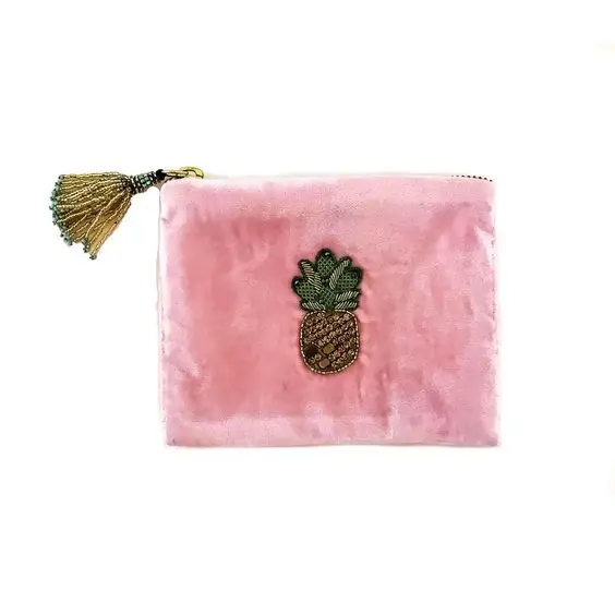Velvet Custom Christmas Pouch Fully Known & Wholly Loved CLUTCH Bag Pink Embroidery Wallet Ladies Makeup Hand Bag Coin Purse