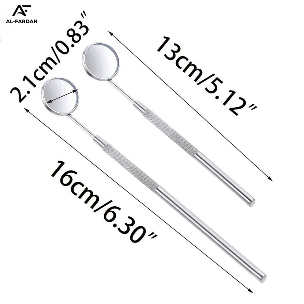Stainless Steel Dental Inspection Mini Mouth Mirror Handle Teeth Cleaning Tools Silver Chrome Polish Round Shape Dental Mirror