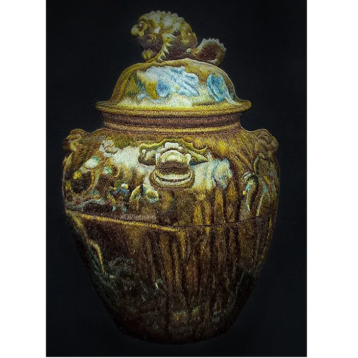 Traditional Style The Antique Jar 21 Still Life Hand Embroidery Paintings on Thread Silk Cotton