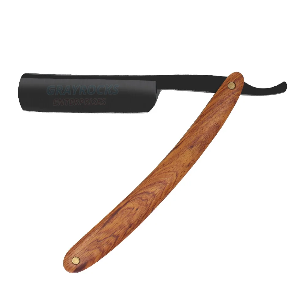 Straight Razor Wood Scale Cutthroat Straight Edge Blade (black) Handmade Sharp Carbon Steel Natural Barber Razor Single Blade