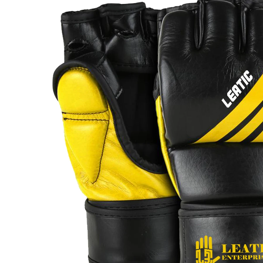 Leather MMA Gloves Boxing Gloves More Padding Fingerless Punching Bag Gloves for Kickboxing for Men Women