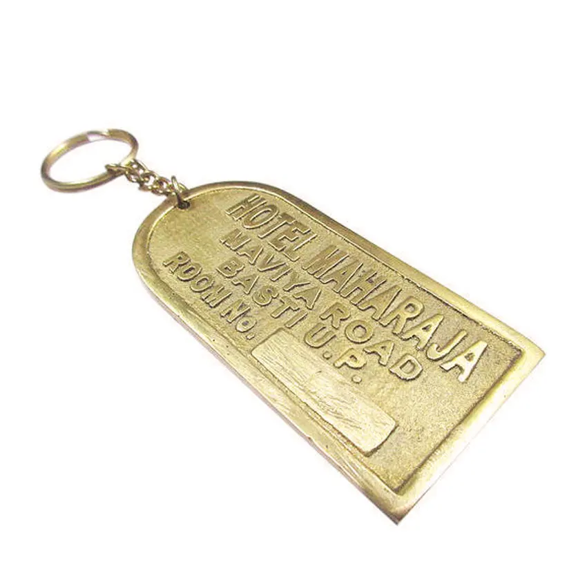 manufacturer custom engraved number antique brass hotel keychain
