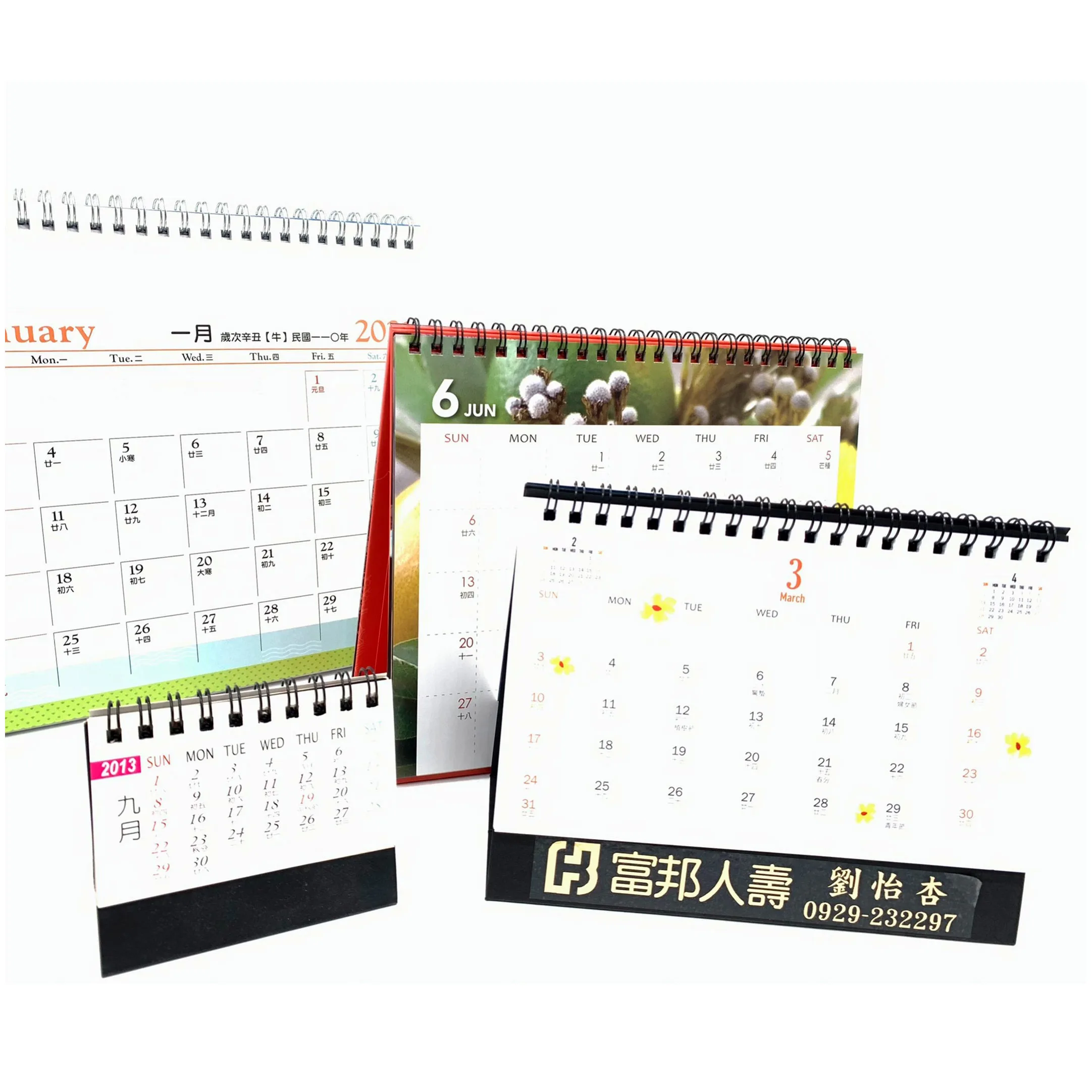 Custom spiral binding special design printing desk calendars calendar ,schedule Black Backboard