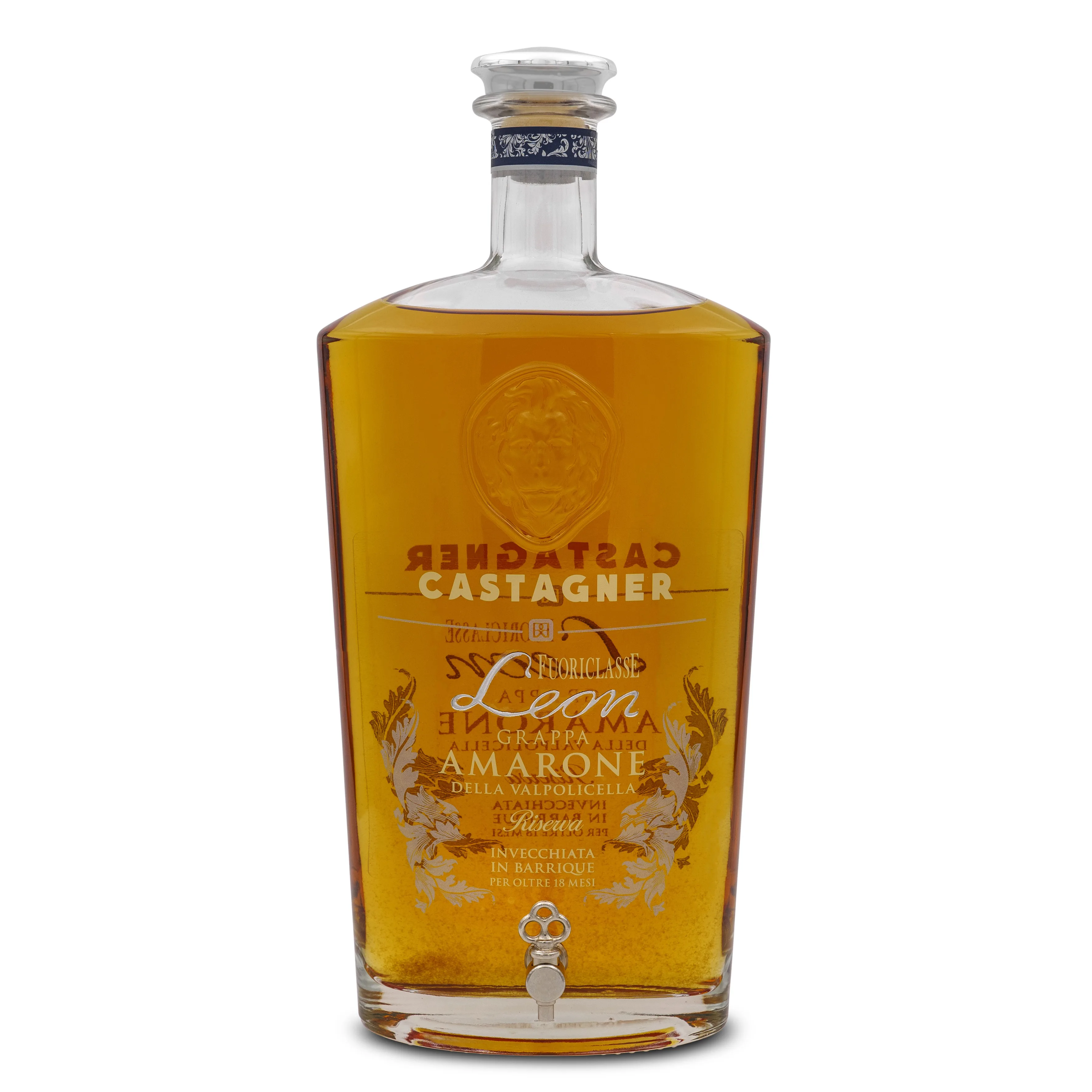 GRAPPA FUORICLASSE LEON AMARONE DELLA VALPOLICELLA RISERVA PREMIUM ITALIAN HIGH QUALITY MARC  3000 ML GIFT GLASS BOTTLE