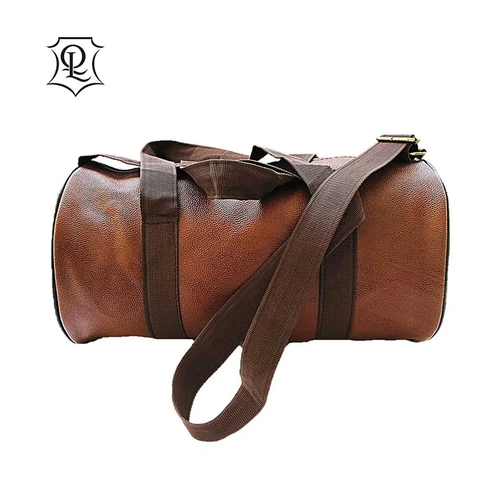 New Design Fashion Black Custom Logo Printed Large Leather Duffle Travel Bag