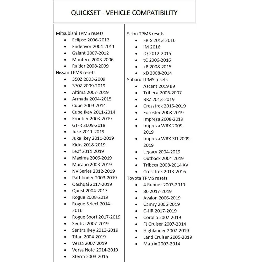 ATEQ Quickset TPMS ECU Reset Activation Tool Relearn Tire Pressure Monitoring System for Asian Vehicles