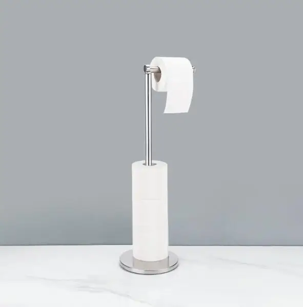 Free Standing Toilet Paper Holder Stand for Bathroom Tissue Roll Dispenser with Reserve Storage for 5 Mega Rolls