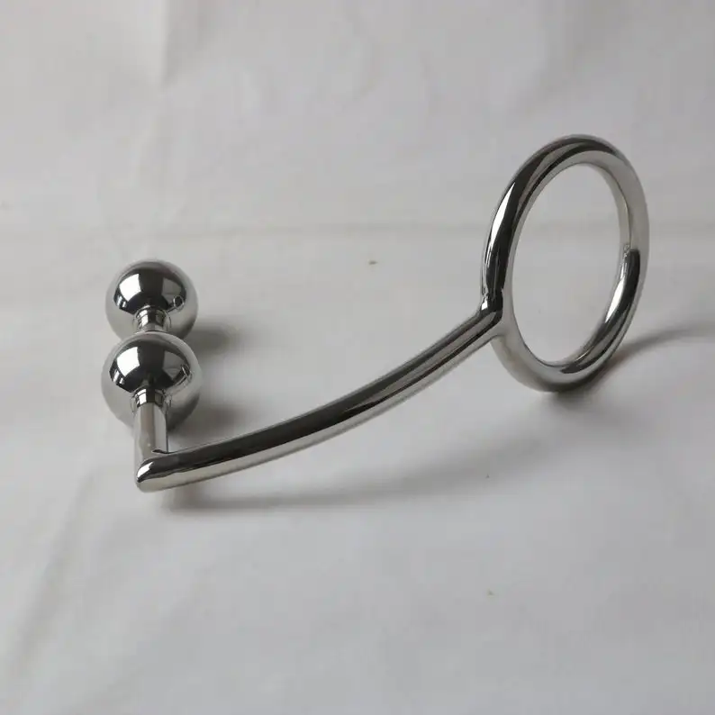steel anal hook with cock ring,butt plug,two anal balls