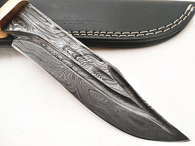 
Hand Forged knife Damascus Steel Hand Made 3/8 Skinner Hunting Knife With Wenge wood Handle and Leather Sheath ME-335 