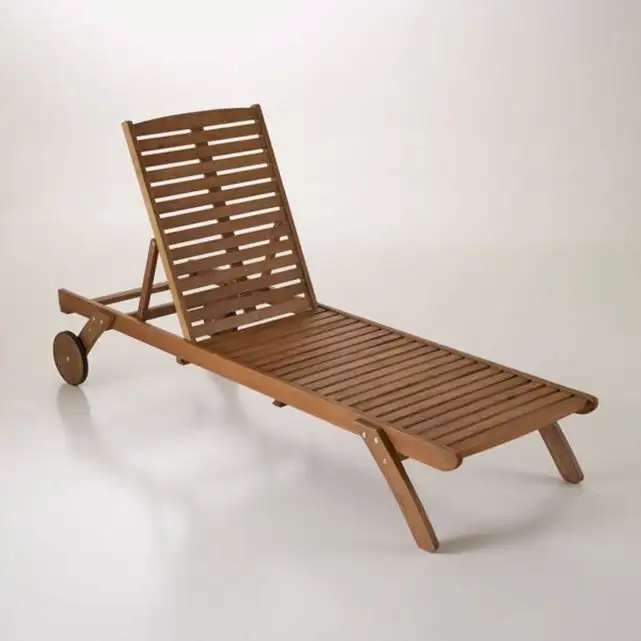 Durable Teak  Beach Sun Lounger Outdoor Furniture