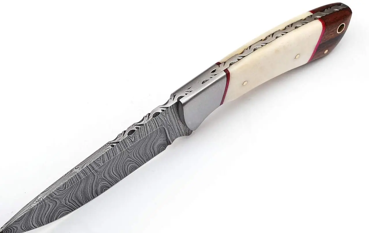 Hunting Knife Best Damascus Skinning for Hunting and Camping Knife with Leather Sheath UTILITY Knife Box OEM 2021 Damascus Steel