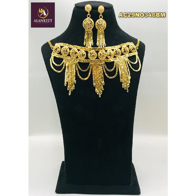  Wedding Gold Plated Necklace Set Jewelry With Beautiful