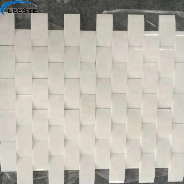 Greece Thassos marble mosaic for bathroom decoration Polished Thassos white bread 3D Arched shape Marble Mosaic Tiles