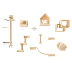 Modern Wall Mounted Cat Bridge Cat Shelves Scratch Wooden Furniture For Cats