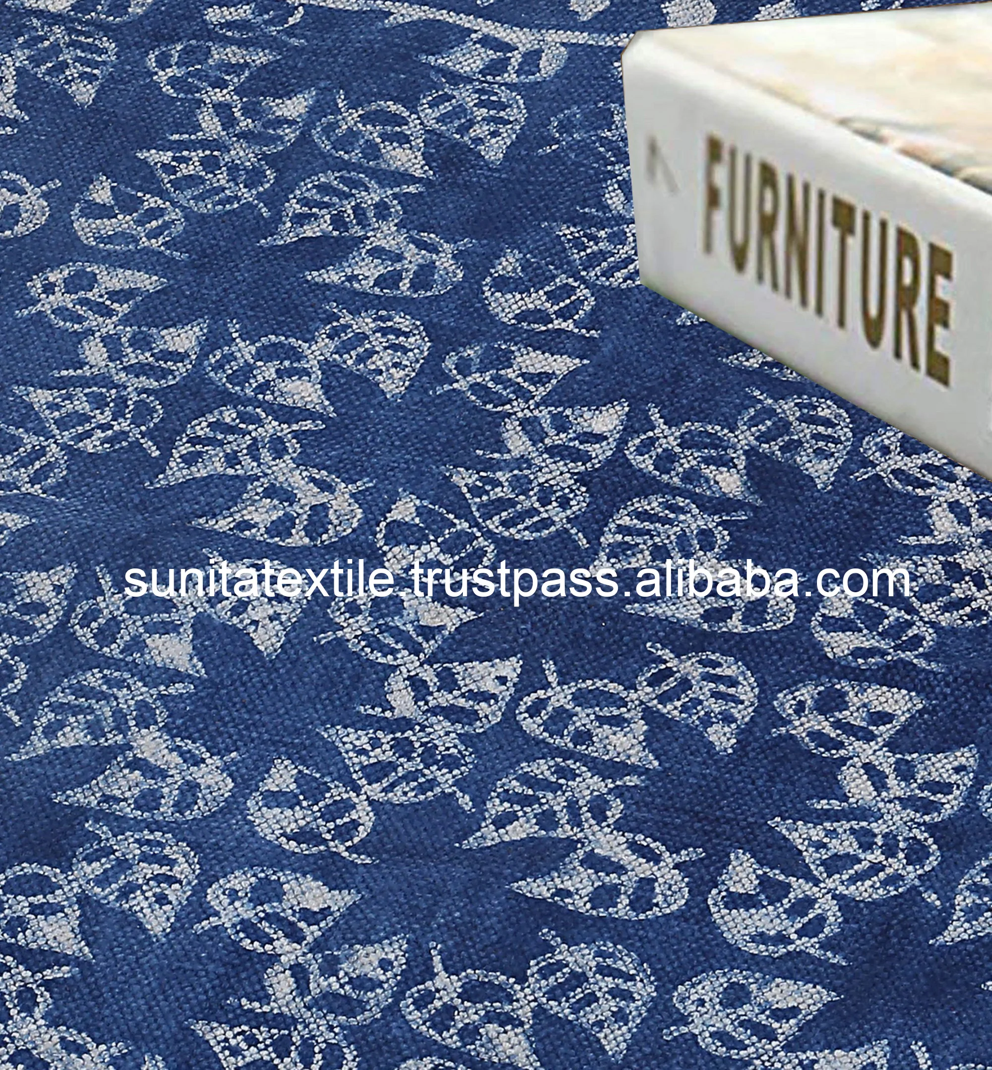 Wholesale Indian 100% Soft Cotton Handmade Bohemian Decorative Bed Runner Blue Indigo Block Printed Floor Area Outdoor Rug