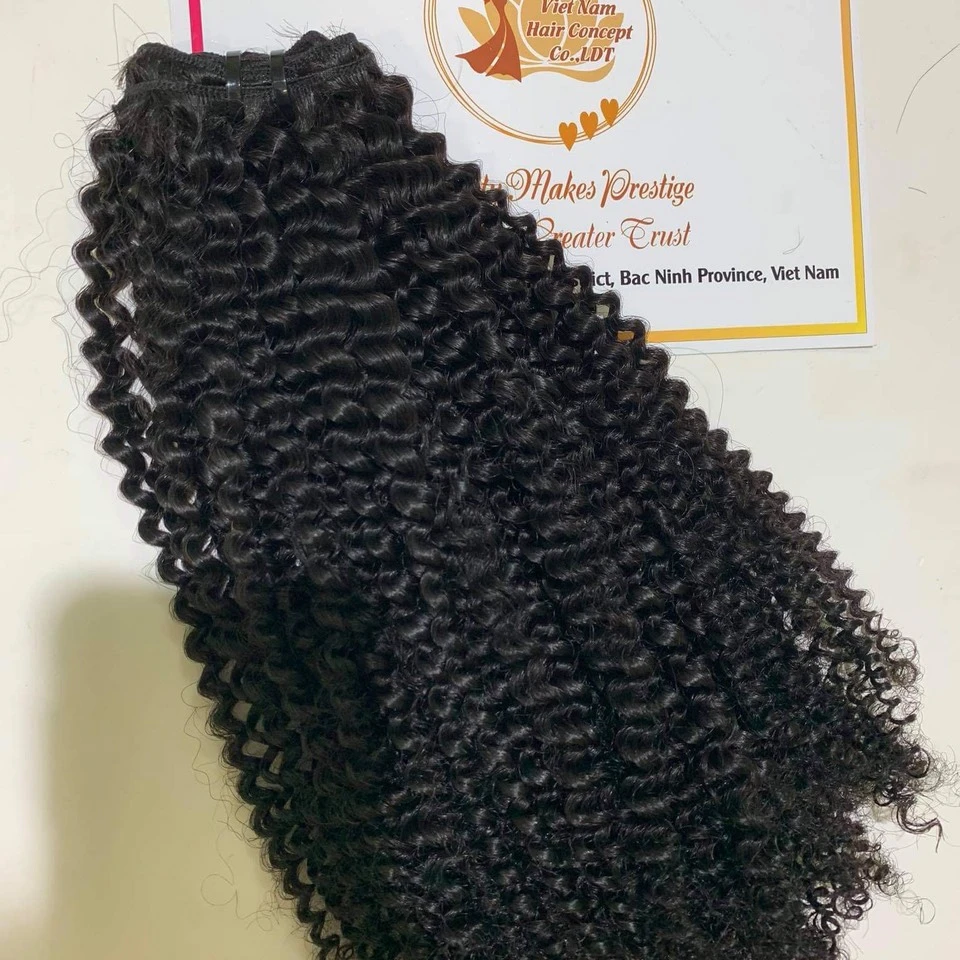 Необработанные двойные курчавые вьющиеся натуральные волосы, вьющиеся человеческие волосы для наращивания, натуральные/органические волосы из вьетнамских волос con cept