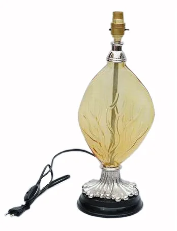 Modern Designer Glass Crystal Table Lamp with round Novelty Shade PC & Brass Body LED Light Battery Power for Room & Study Decor
