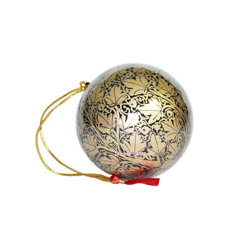Floral design hand painted paper mache xmas Christmas decorations ornament