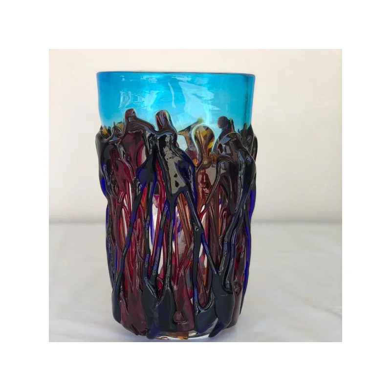 Made in Italy Top Quality Murano Glass Light Blue Oval Vase Made in Italy Hot Sale