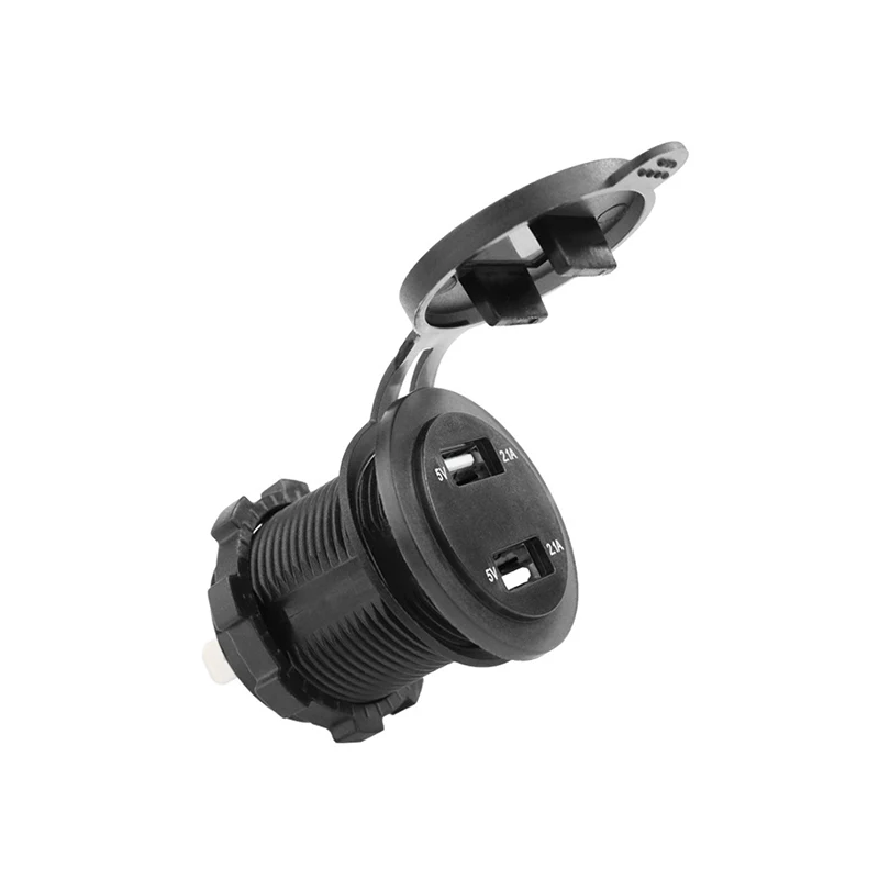 12v rv 5v usb port outlet panel mount dual usb 2.1 a charger socket plug with voltmeter
