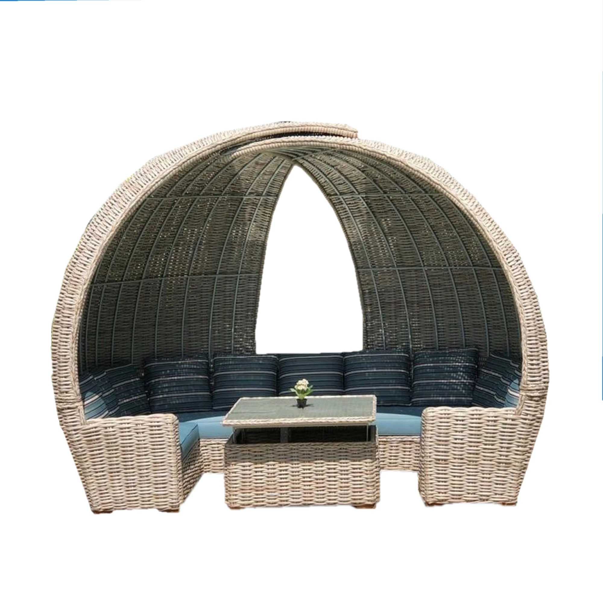 patio garden furniture rattan wicker leisure aluminium rattan outdoor garden lounger daybeds with canopy