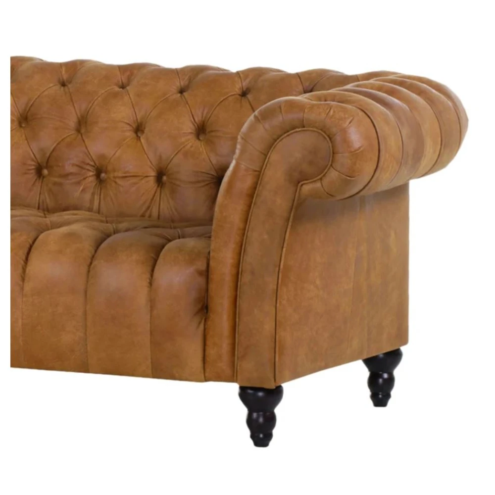 New European-Style Chesterfield Genuine Leather Sofa Set Solid Wood Base Living Room Furniture for Home Decor Use