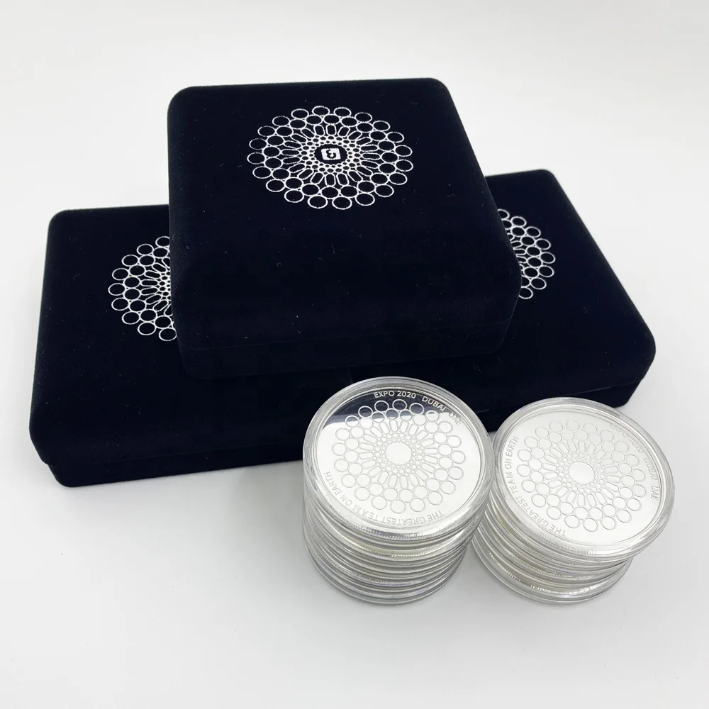 custom logo printing silver metal united arab emirates military challenge coin