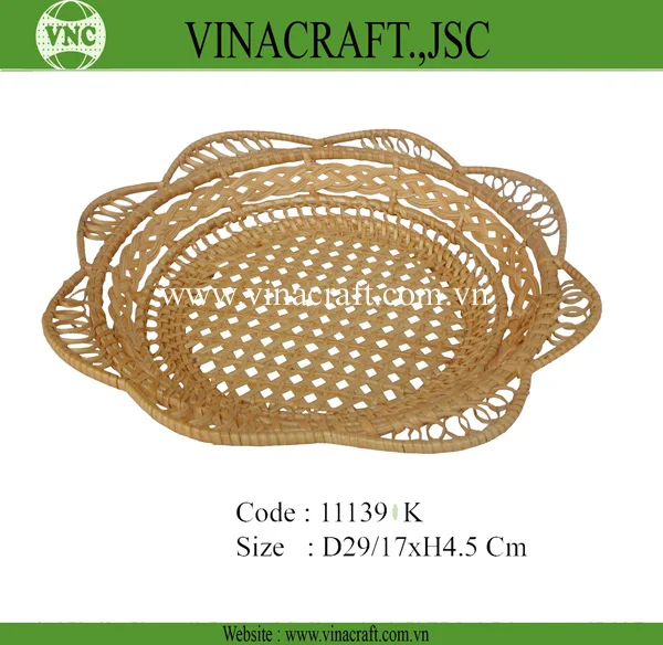 Hand-woven bamboo baskets for fruits and kitchen utensils