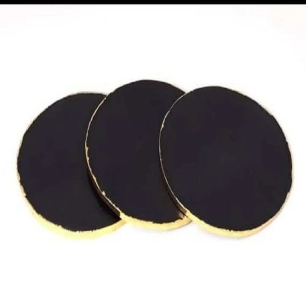 Wholesale Natural Black Agate Coaster With Golden Edge Gemstone Buy Online From Orgone Export