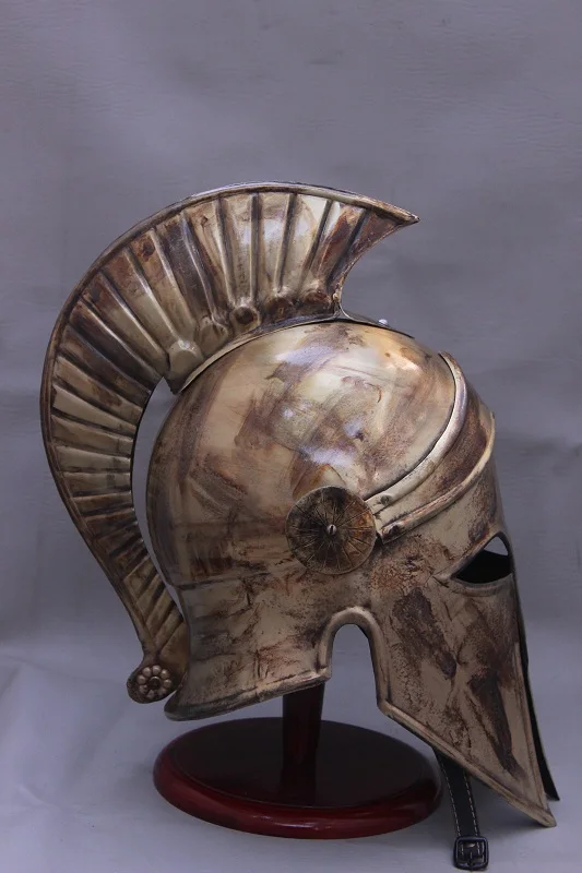 ANTIQUE MEDIEVAL Greek Corinthian Helmet SPARTAN HELMET SHARP EDGE ON HEAD