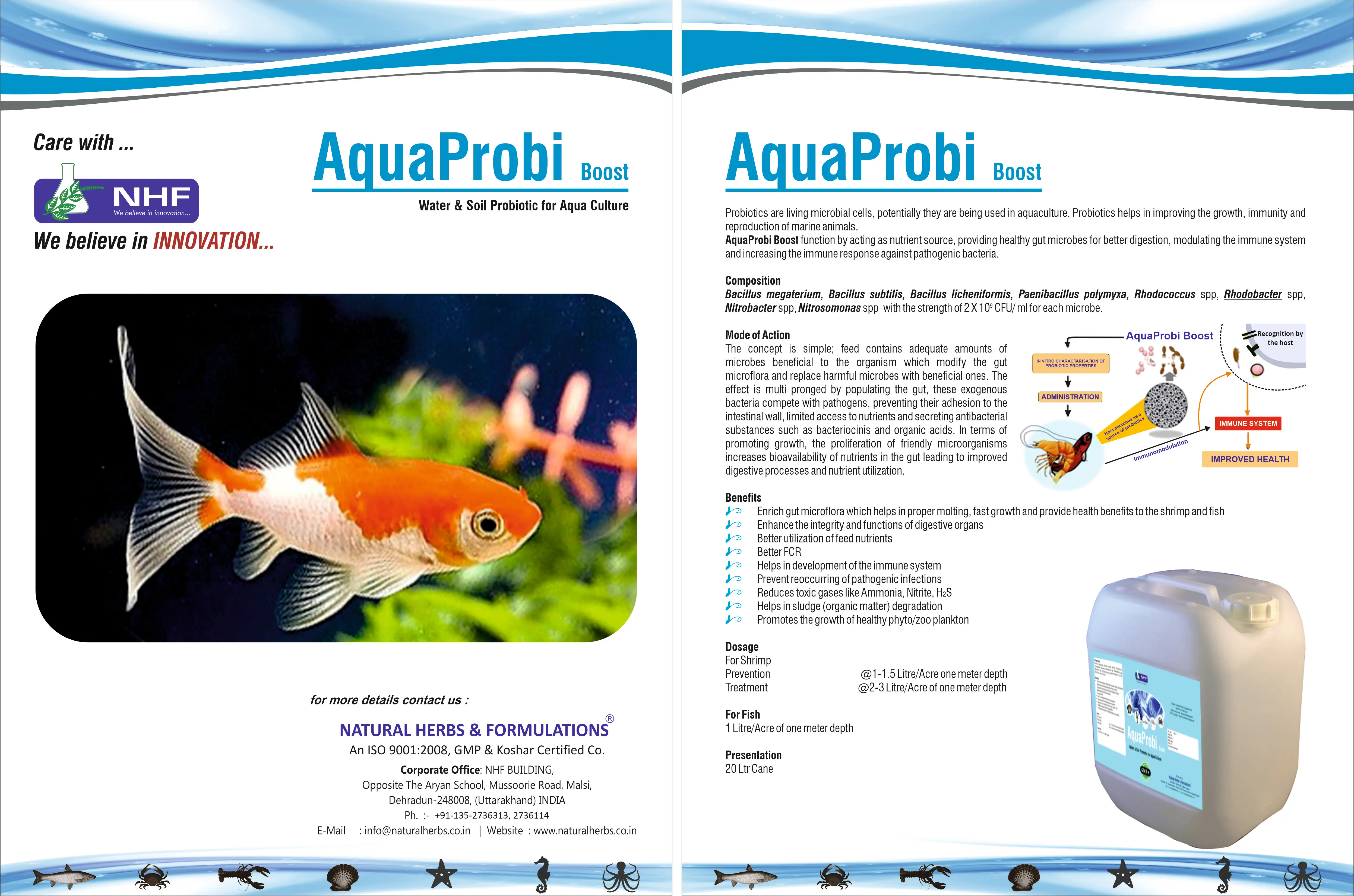 Improve growth immunity and reproduction in marine organisms with probiotics which also digestion- Aqua Probiotic Boost