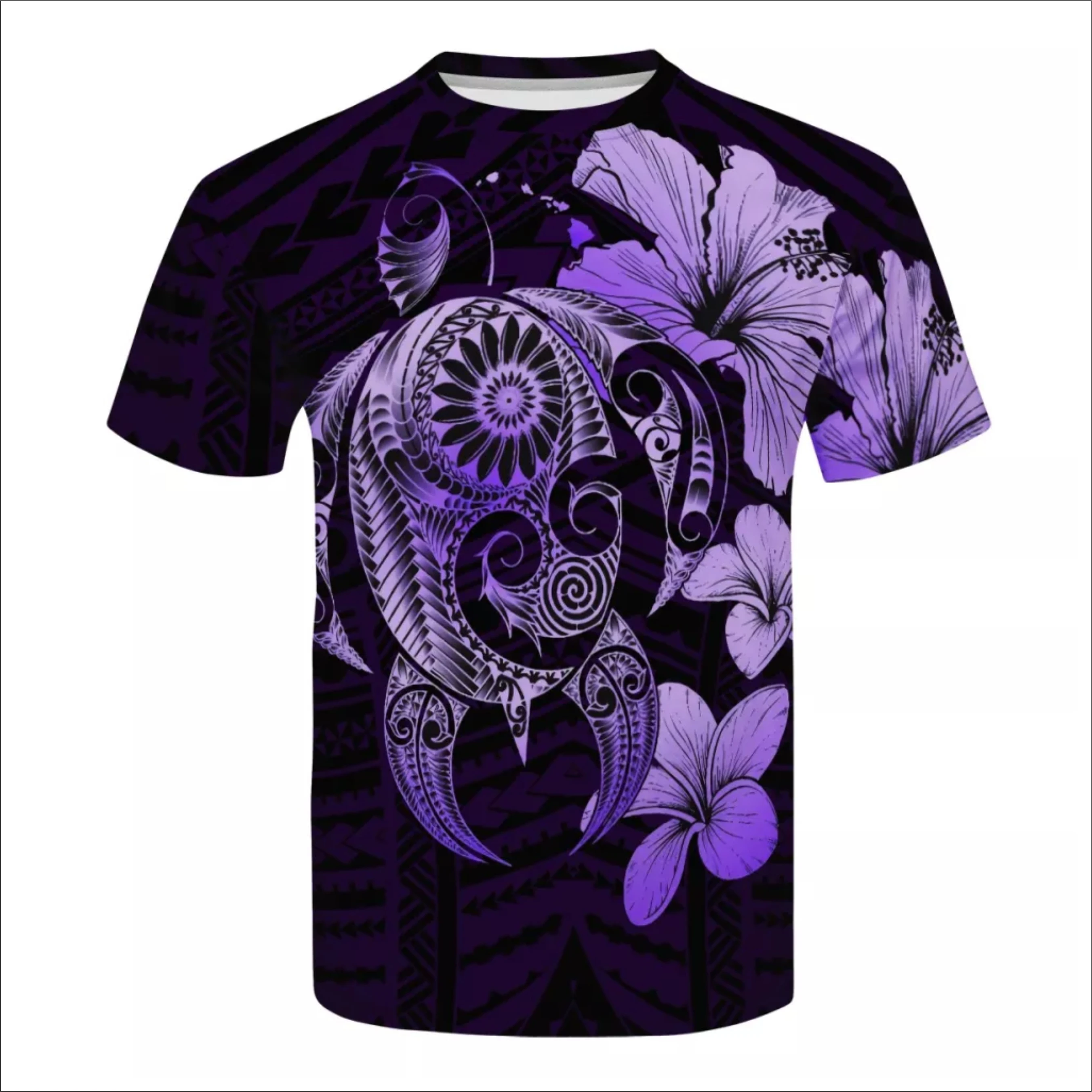 Custom Big Size 5XL Polynesian tribal design Clothing Hibiscus Printing Men T Shirt Wholesale Running T Shirts