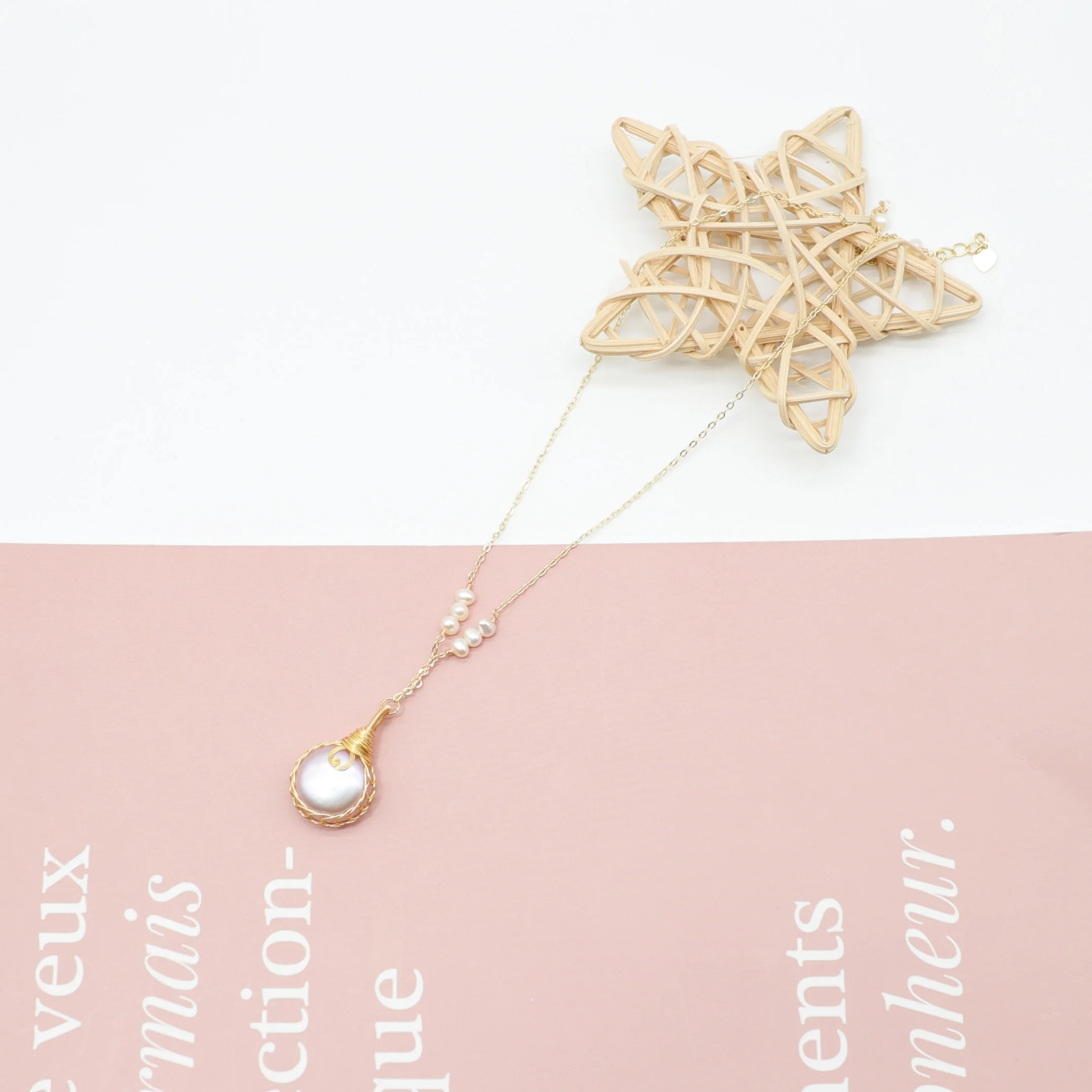 2020 modern handmade freshwater pearl necklace fashion  gold plated pearl necklace