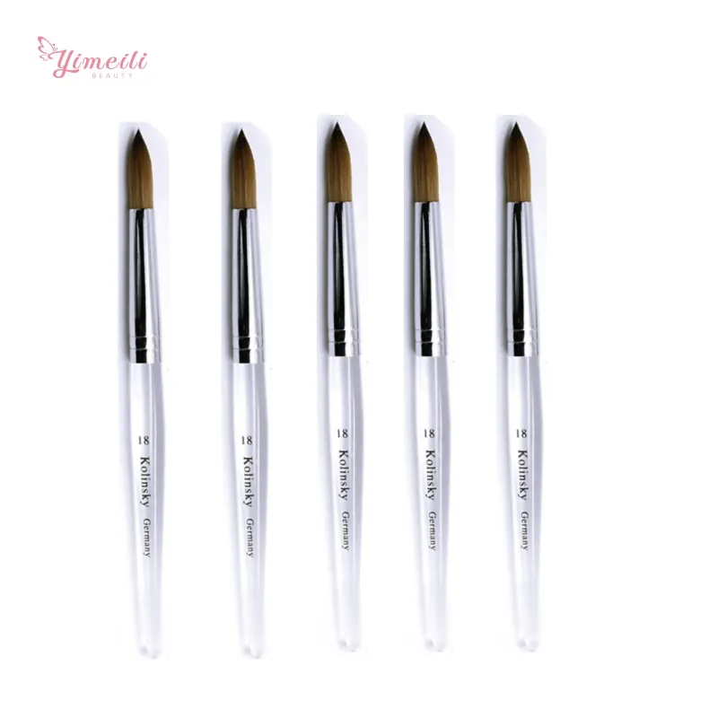 YML Пользовательский логотип 100% чистый колонский волос розовое золото круглая головка акриловая кисть для ногтей для акриловых ногтей