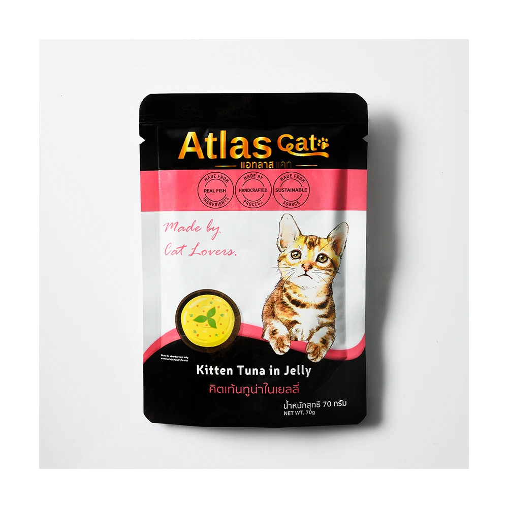 Atlas Cat Pouch Kitten Tuna In Jelly 70g - Premium Quality Cat Wet Food for Kitten Pet Foods Made from Real Fish
