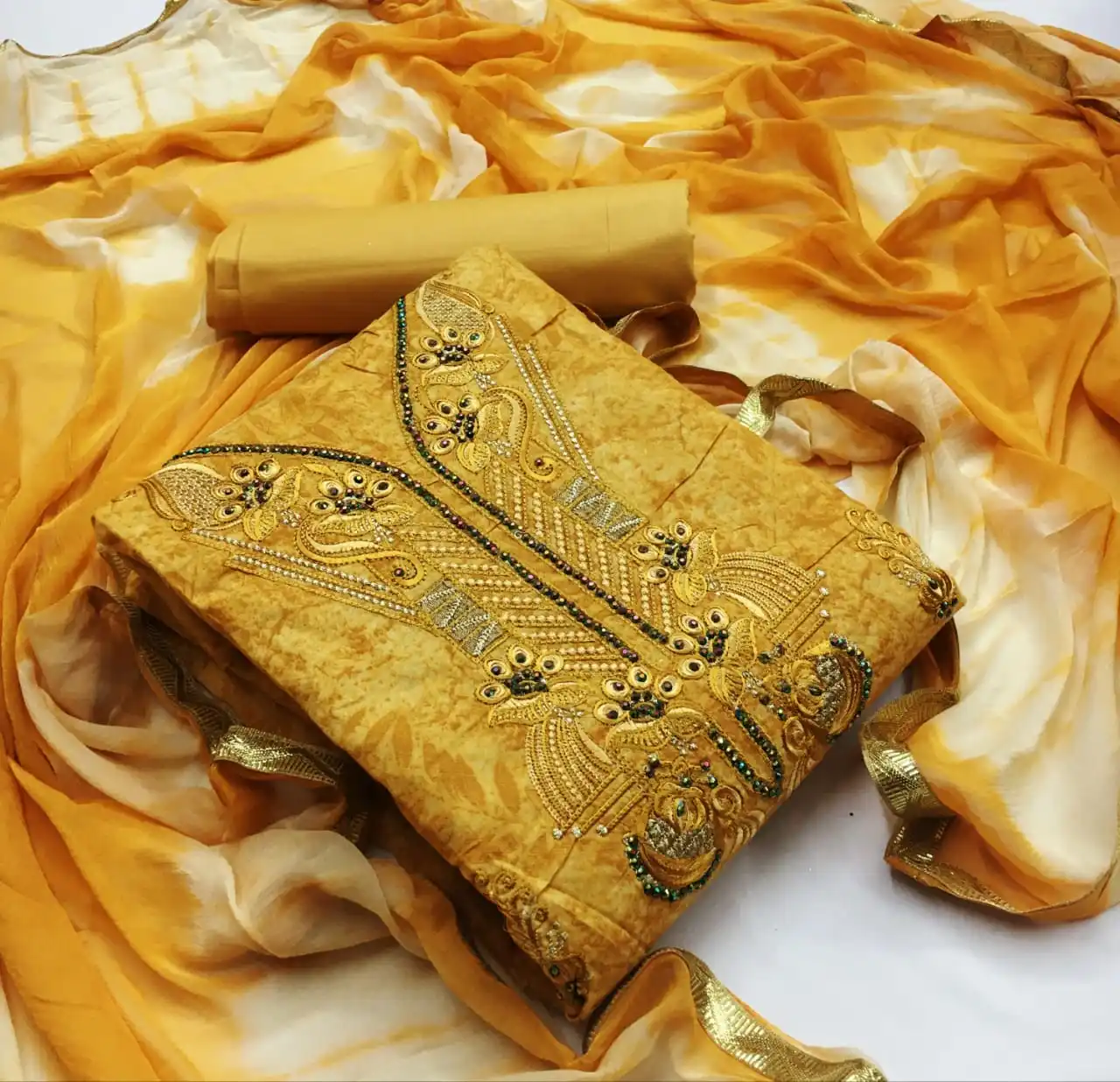 Fashionable designer festival wear cotton silk net fabric dupatta red color salwar suit Indian ladies wear semi stitched full