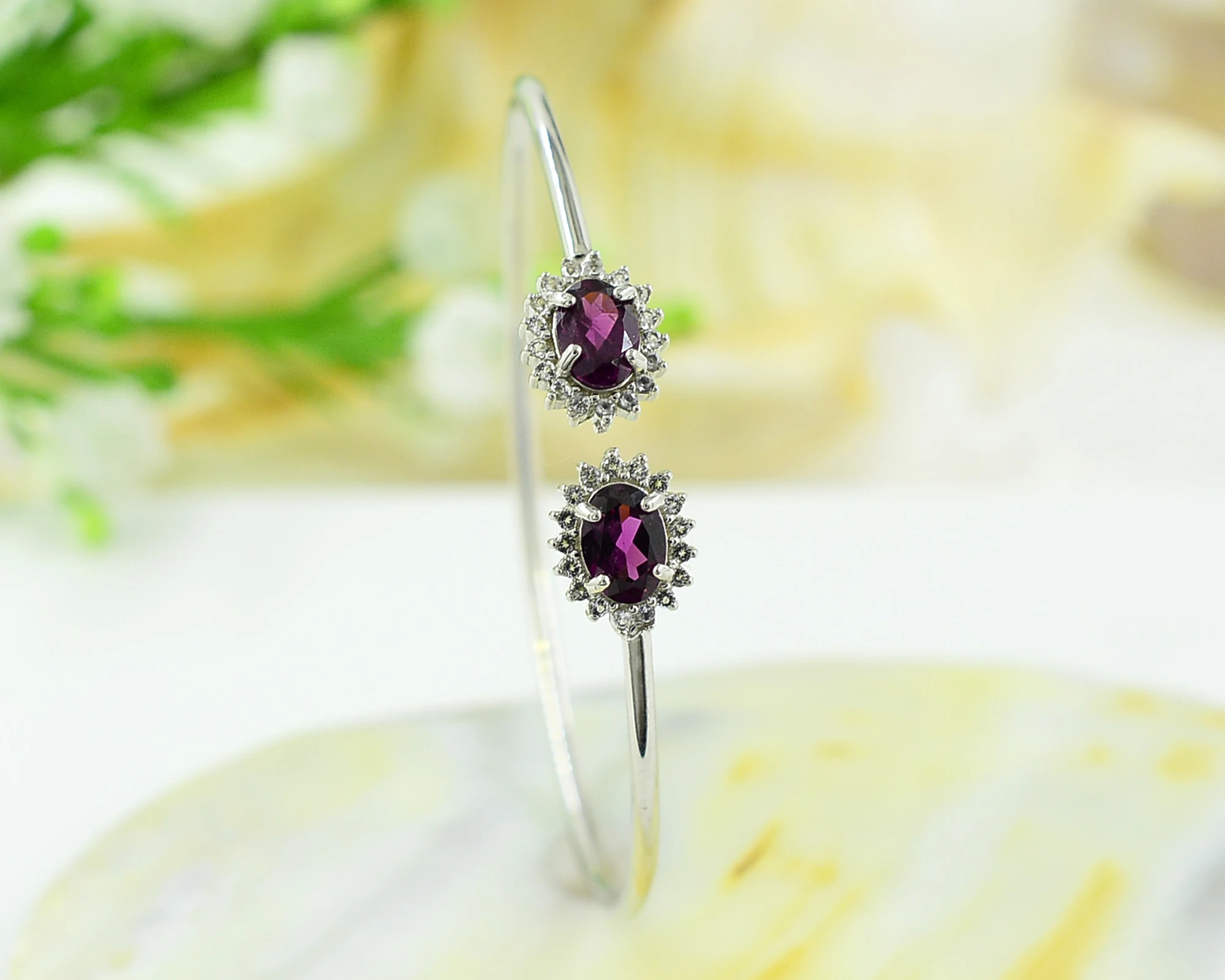 Высококачественный родолит гранат 7x5 мм натуральный драгоценный камень 925 твердый серебро для женщин регулируемые манжеты Бенгальский от Jaipur производитель