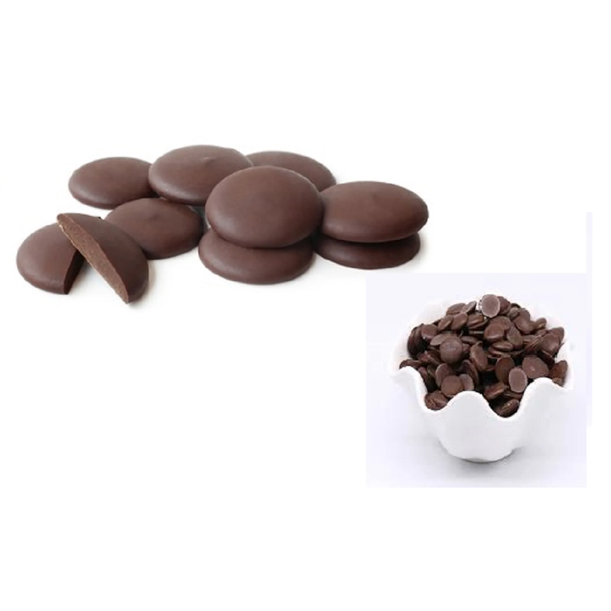 
High Quality Chocolate Decoration Black Brown Chocolate Flavour Chocolate Button For Sale 
